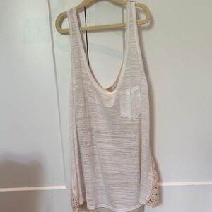 Sleeveless White Top with Crochet Back Detail